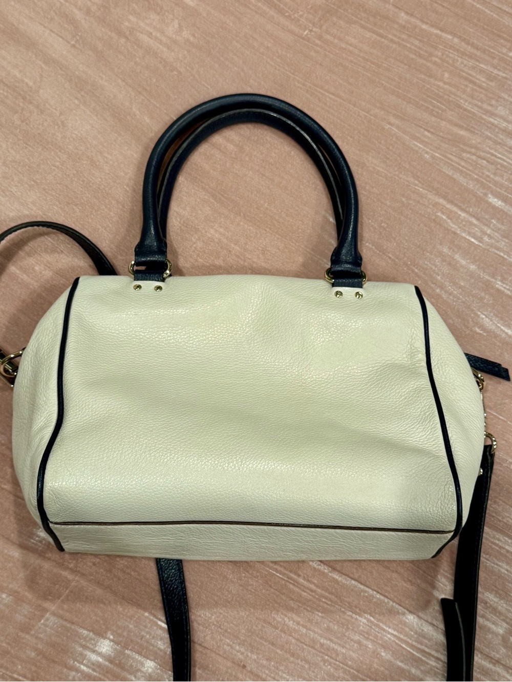 Kate Spade Cream White & Navy Handbag Purse Crossbody Leather Grant Park Alida - Picture 4 of 15
